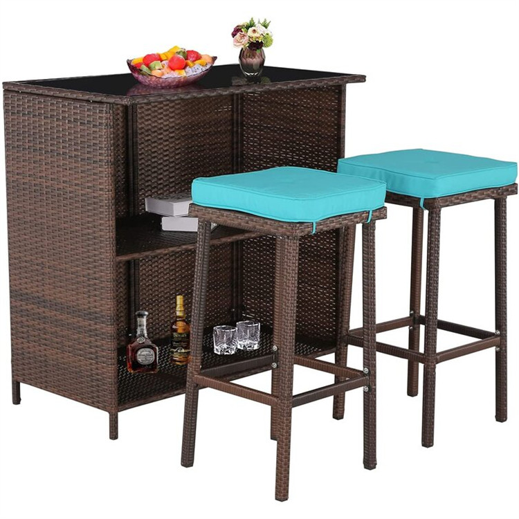 3 dalių Patio Rattan pintų juostų rinkinys